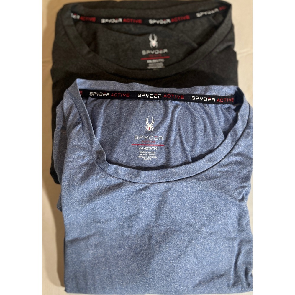Spyder Active Mens XXL Long Sleeve Performance Shirt 2 Pack Gray/Blue Athletic